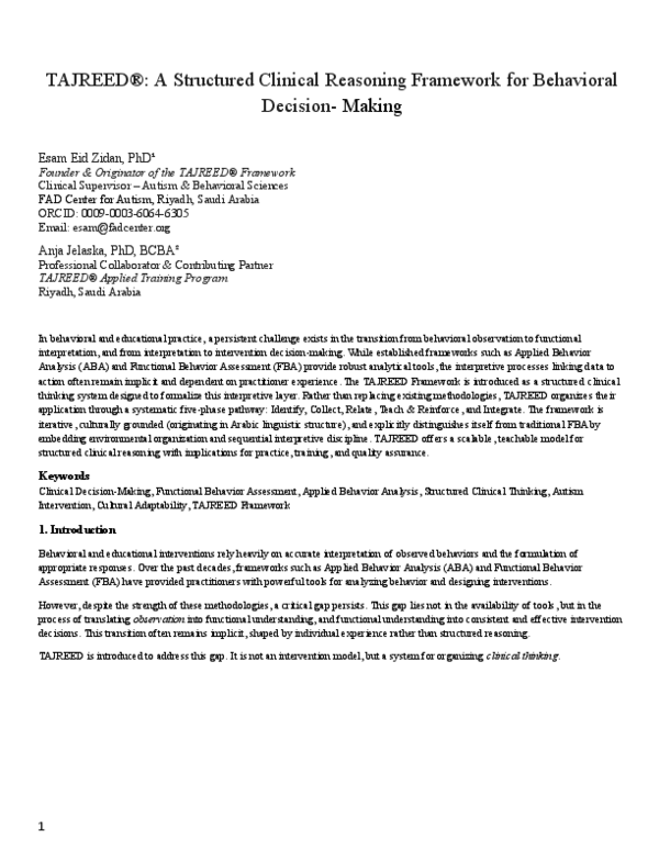 (PDF) TAJREED®: A Structured Clinical Reasoning Framework for ...