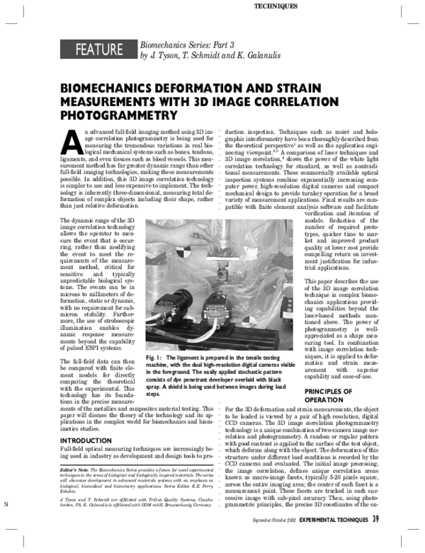 (PDF) Biomechanics Deformation and Strain Measurements with 3D Image ...