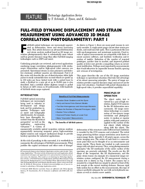 (PDF) Full-Field Dynamic Displacement and Strain Measurement Using ...