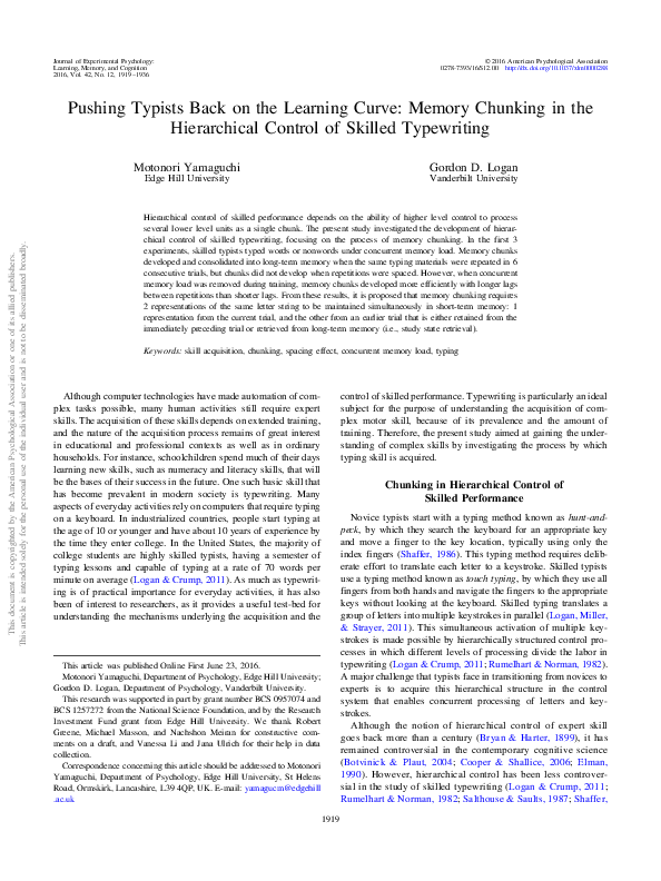 (PDF) Pushing typists back on the learning curve: Memory chunking in ...