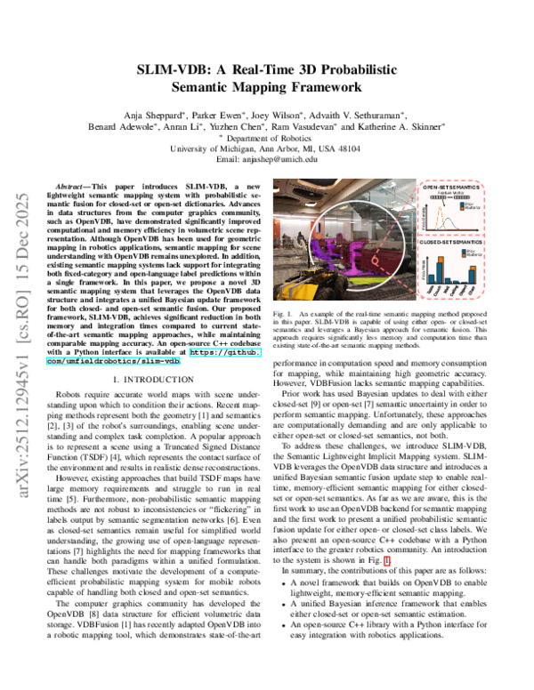 (PDF) SLIM-VDB: A Real-Time 3D Probabilistic Semantic Mapping Framework