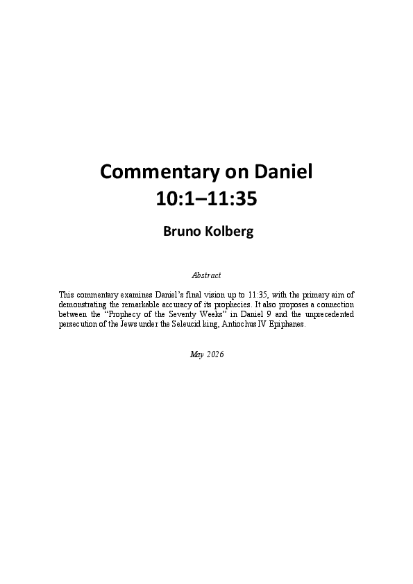 (PDF) Commentary on Daniel 10:1-11:35