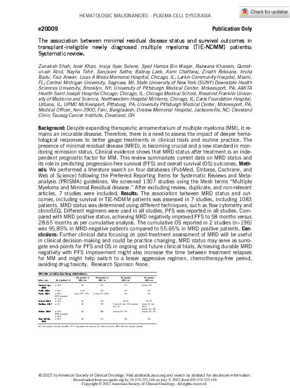 (PDF) The association between minimal residual disease status and ...