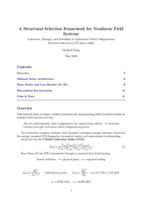 (PDF) A Structural Selection Framework for Nonlinear Field Systems