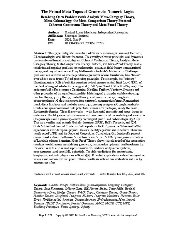 (PDF) The Primal Meta-Topos of Geometric-Numeric Logic