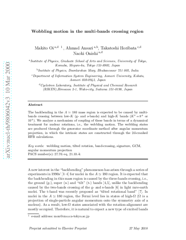 (PDF) Wobbling motion in the multi-bands crossing region