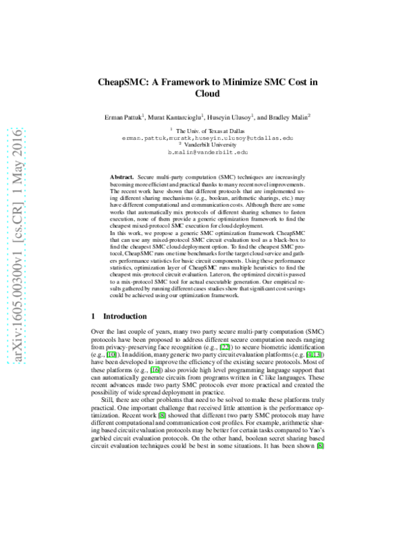 (PDF) CheapSMC: A Framework to Minimize SMC Cost in Cloud