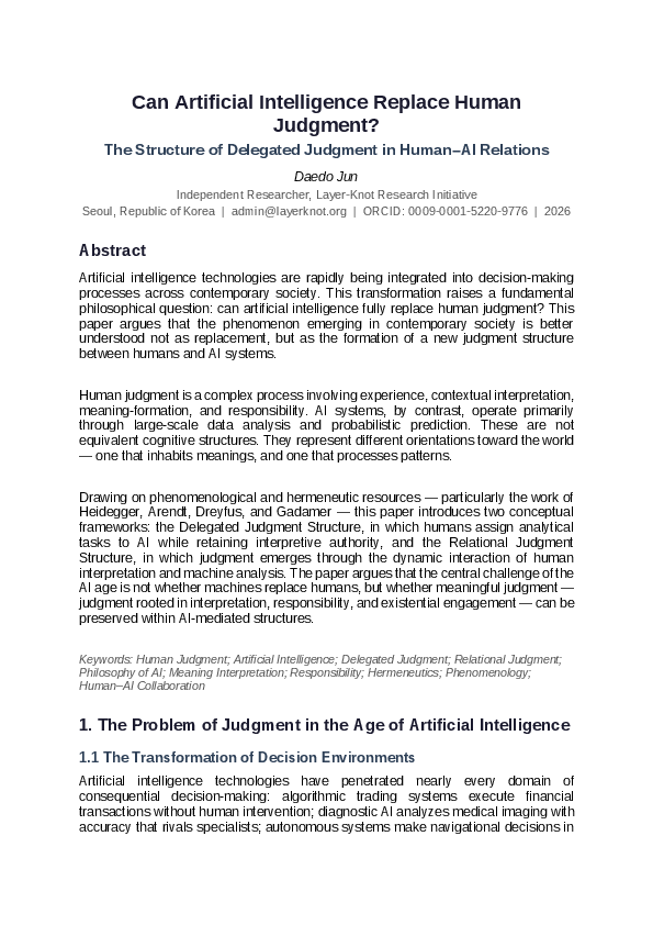 (PDF) Can Artificial Intelligence Replace Human Judgment? Delegated ...