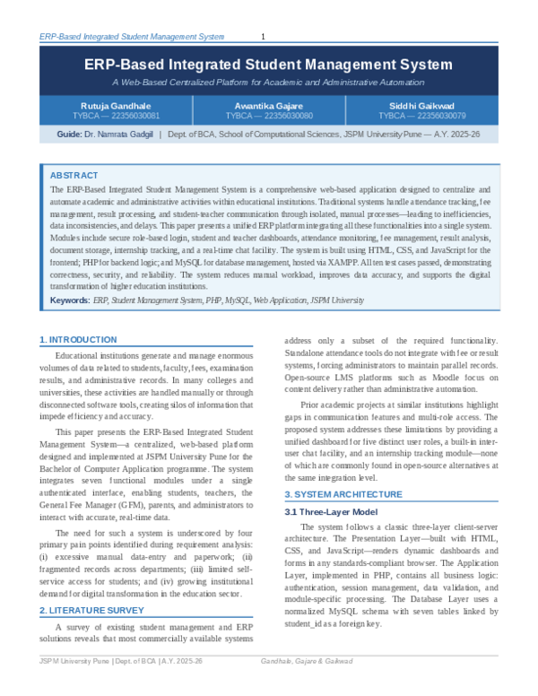 (PDF) ERP-Based Integrated Student Management System A Web-Based ...
