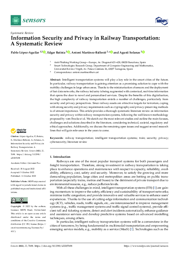 (PDF) Information Security and Privacy in Railway Transportation: A ...