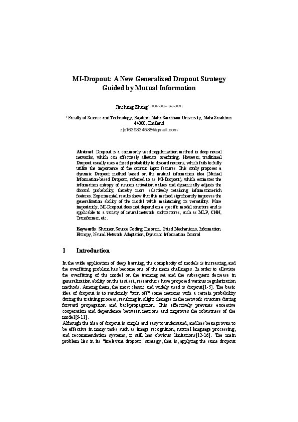 (PDF) MI-Dropout: A New Generalized Dropout Strategy Guided by Mutual ...