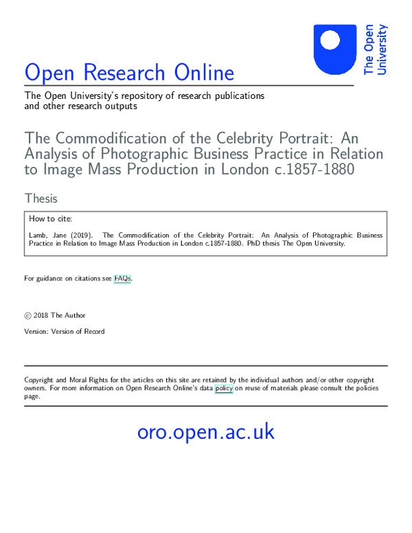 (PDF) The Commodification of the Celebrity Portrait: an analysis of ...