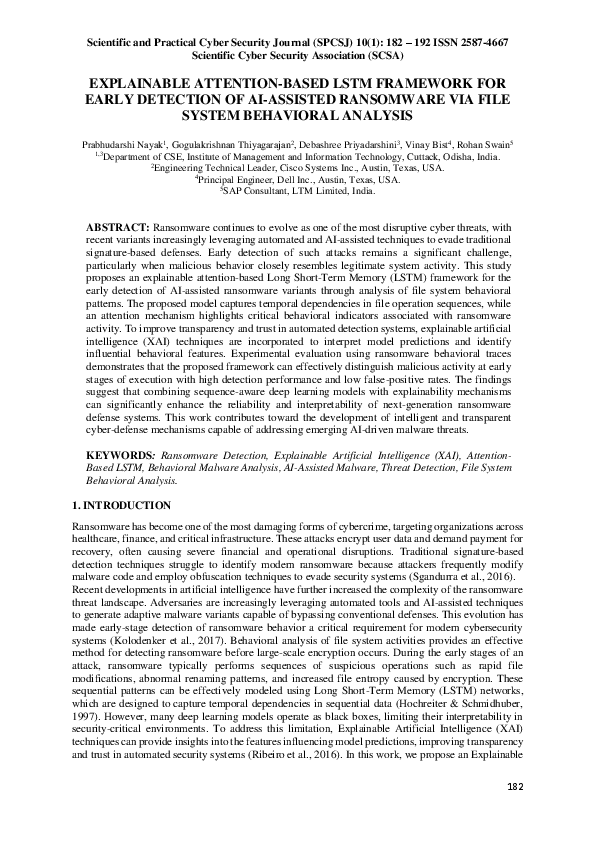 (PDF) EXPLAINABLE ATTENTION-BASED LSTM FRAMEWORK FOR EARLY DETECTION OF ...