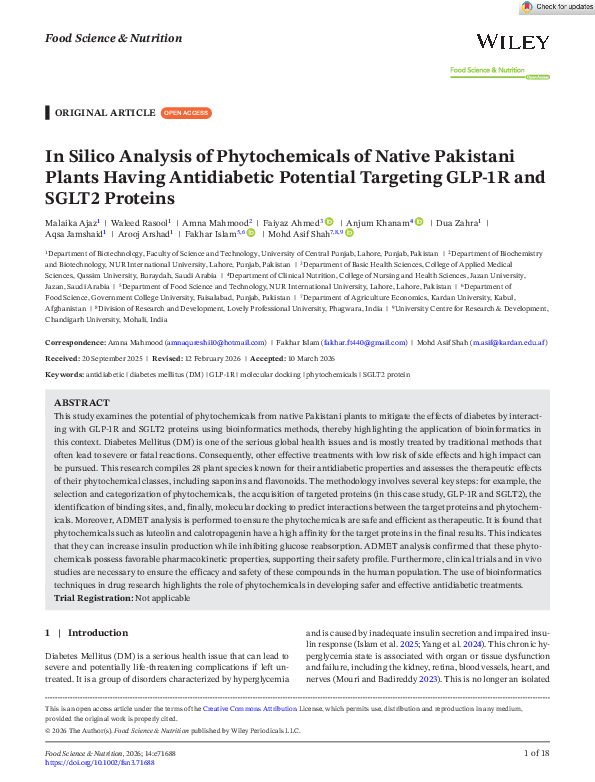 (PDF) In Silico Analysis of Phytochemicals of Native Pakistani Plants ...