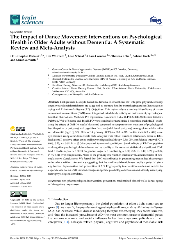 (PDF) The Impact of Dance Movement Interventions on Psychological ...