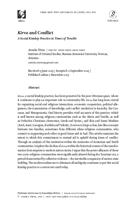 (PDF) Kirva and Conflict. A Social Kinship Practice in Times of Trouble