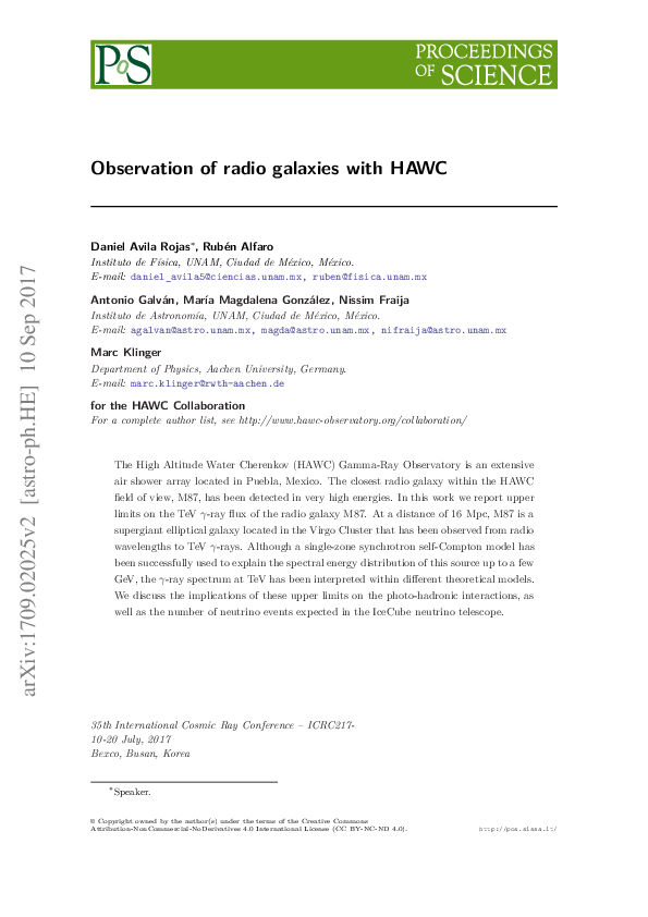 (PDF) Observation of Radio Galaxies with HAWC