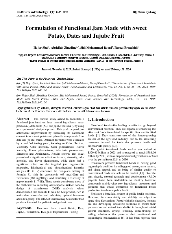 (PDF) Formulation of Functional Jam Made with Sweet Potato, Dates and ...