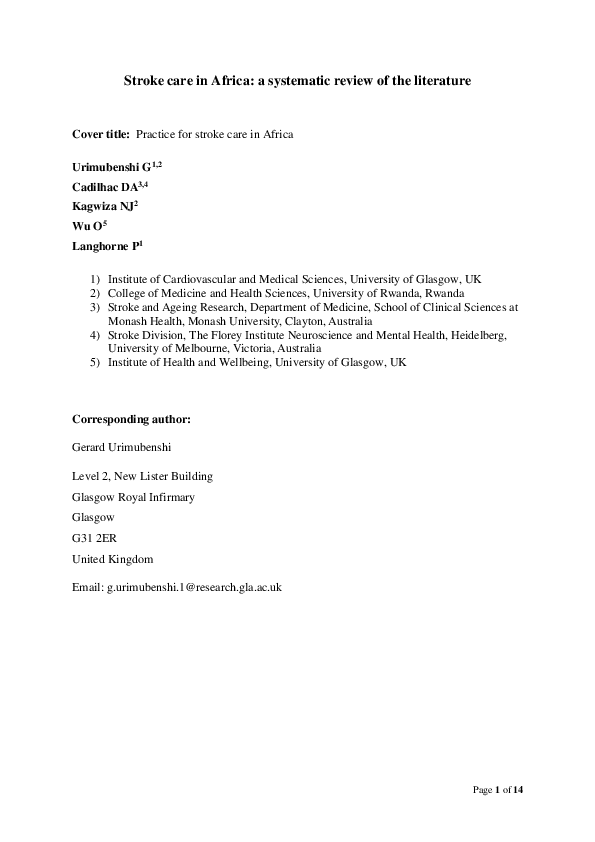 (PDF) Supplemental material for Stroke care in Africa: A systematic ...