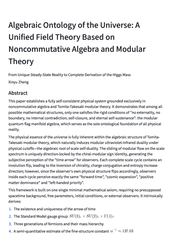 (PDF) Algebraic Ontology of the Universe: A Unified Field Theory from ...