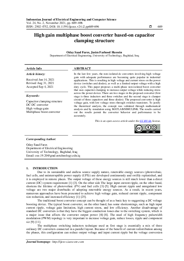 (PDF) High gain multiphase boost converter based-on capacitor clamping ...