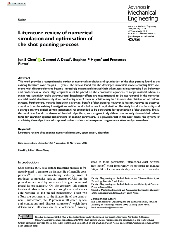 (PDF) Literature review of numerical simulation and optimisation of the ...