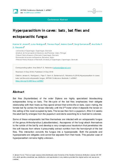 (PDF) Hyperparasitism in caves: bats, bat flies and ectoparasitic fungus
