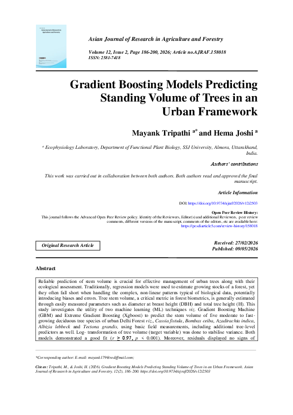 (PDF) Gradient Boosting Models Predicting Standing Volume of Trees in ...