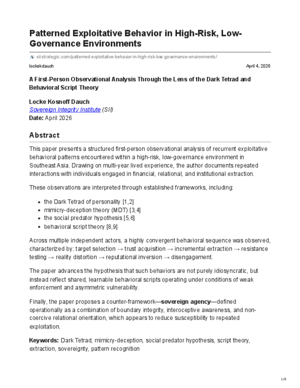 (PDF) Patterned Exploitative Behavior in High-Risk, Low-Governance ...
