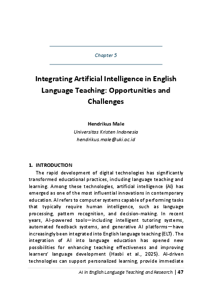 (PDF) Integrating Artificial Intelligence in English Language Teaching ...