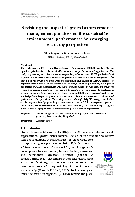 (PDF) Revisiting the impact of green human resource management ...