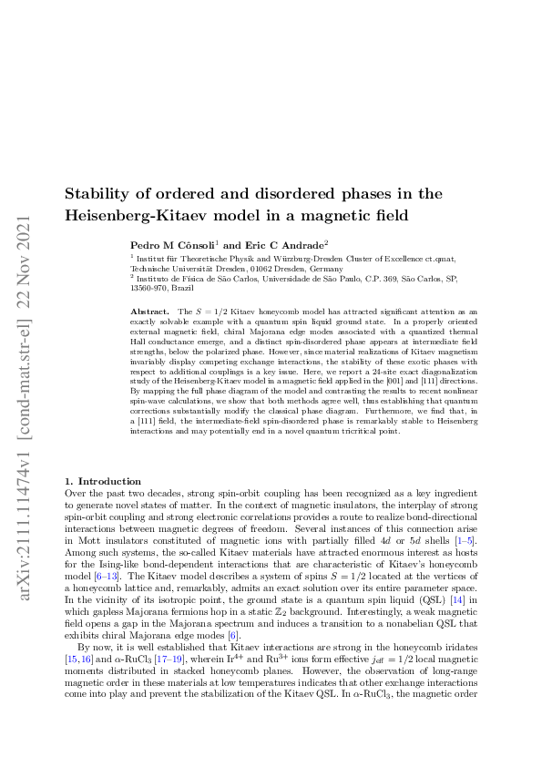 (PDF) Stability of ordered and disordered phases in the Heisenberg ...