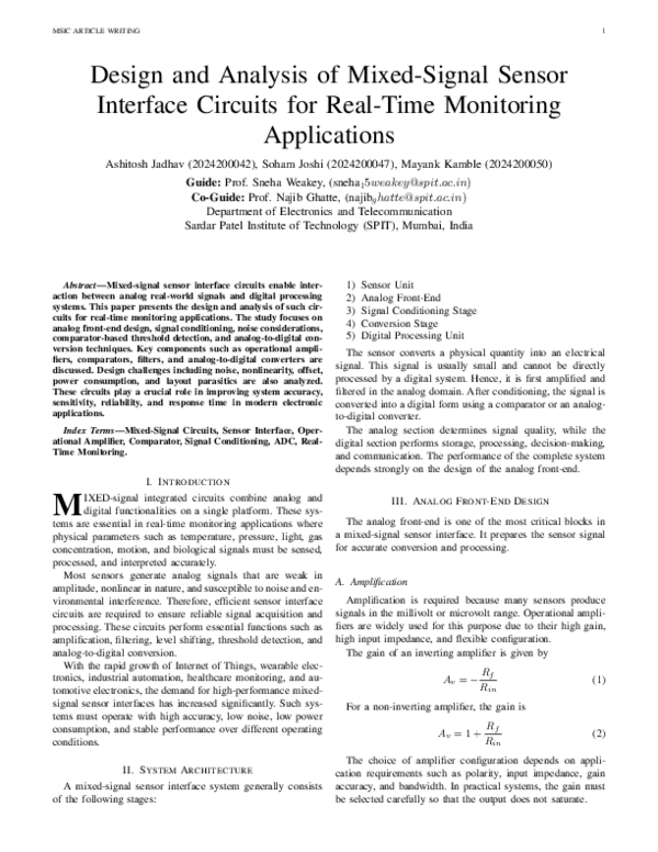 (PDF) Design and Analysis of Mixed-Signal Sensor Interface Circuits for ...
