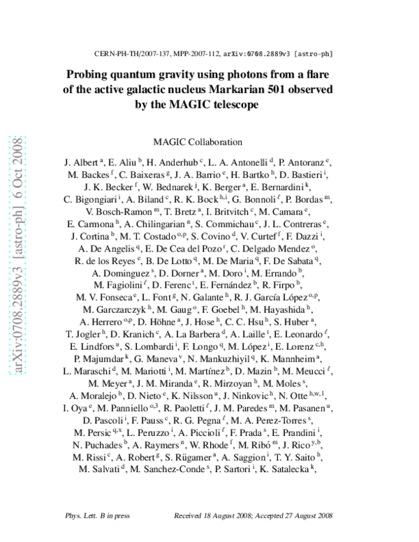(PDF) Probing quantum gravity using photons from a flare of the active ...