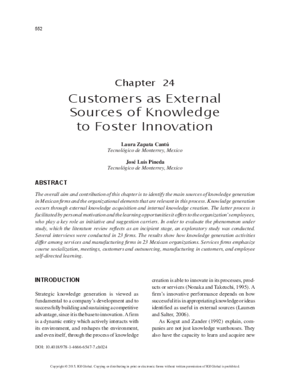 (PDF) Customers as External Sources of Knowledge to Foster Innovation