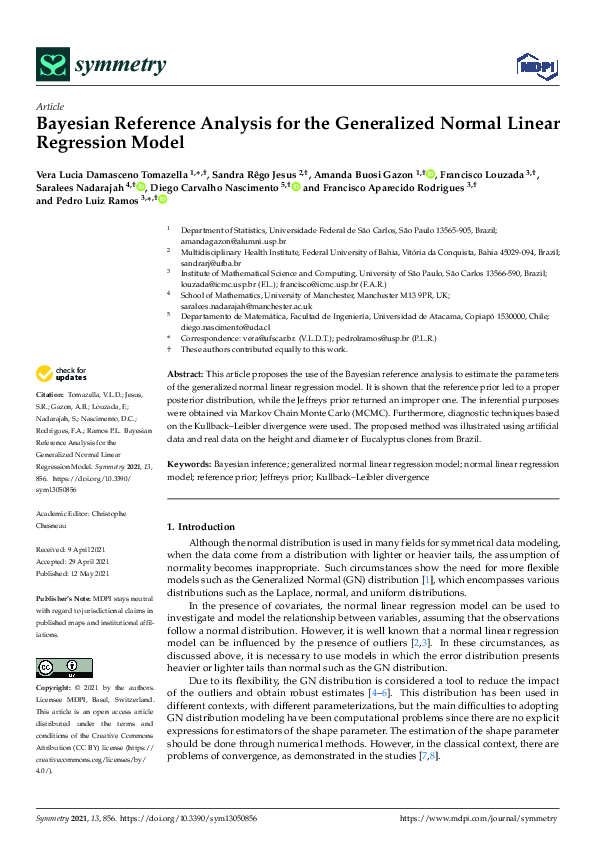 (PDF) Bayesian Reference Analysis for the Generalized Normal Linear ...