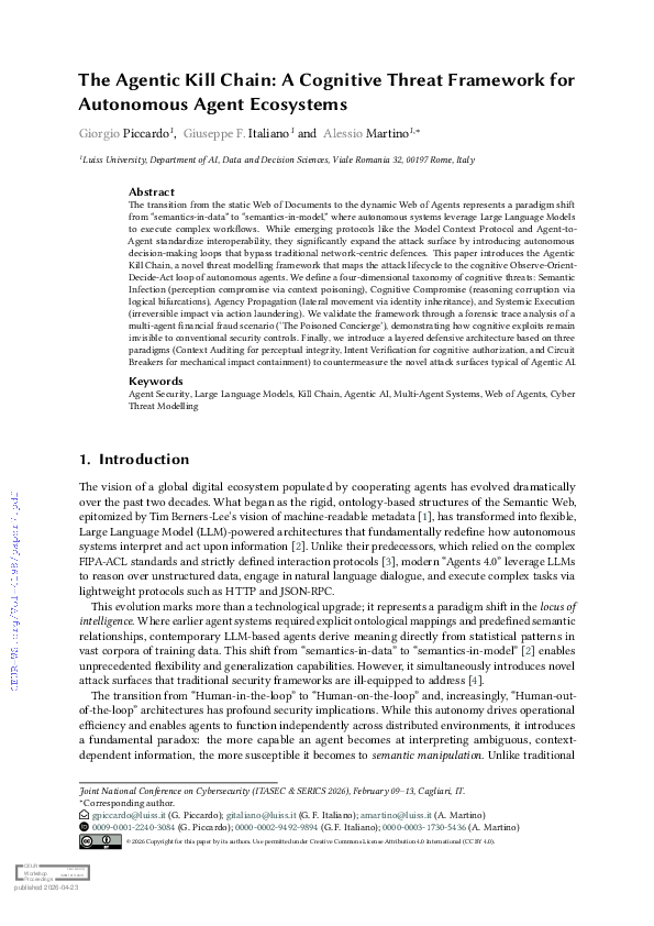 (PDF) The Agentic Kill Chain: A Cognitive Threat Framework for ...
