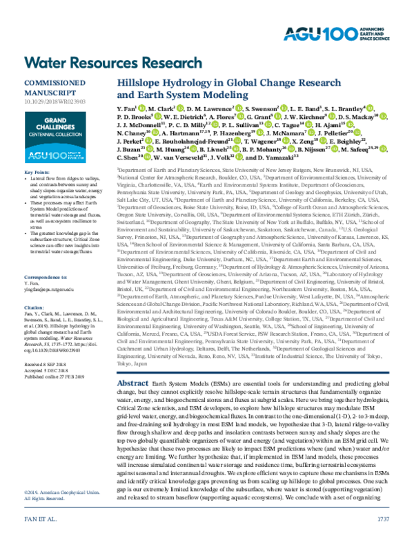 (PDF) Hillslope Hydrology in Global Change Research and Earth System ...