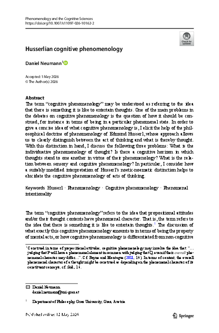 (PDF) Husserlian cognitive phenomenology
