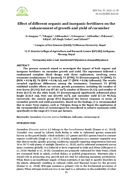 (PDF) Effect of different organic and inorganic fertilizers on the ...