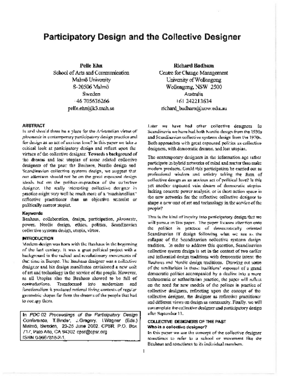 (PDF) Participatory design and the collective designer