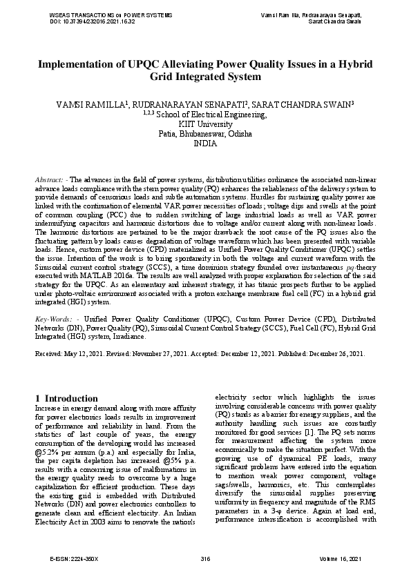 (PDF) Implementation of UPQC Alleviating Power Quality Issues in a ...