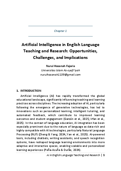 (PDF) Artificial Intelligence in English Language Teaching and Research ...