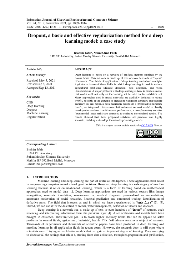 (PDF) Dropout, a basic and effective regularization method for a deep ...