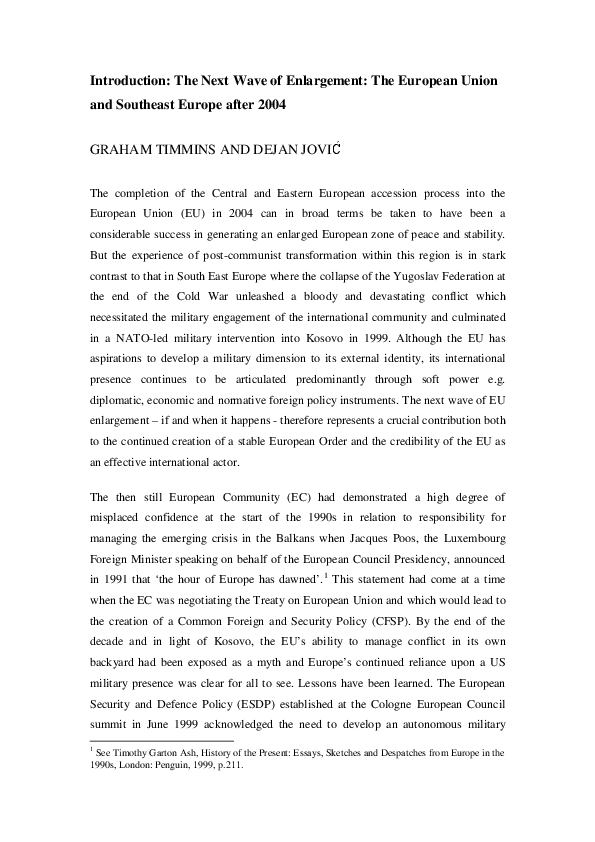 (PDF) Introduction: The Next Wave of Enlargement: The European Union ...