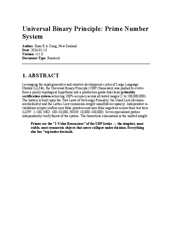 (PDF) Universal Binary Principle: Prime Number System