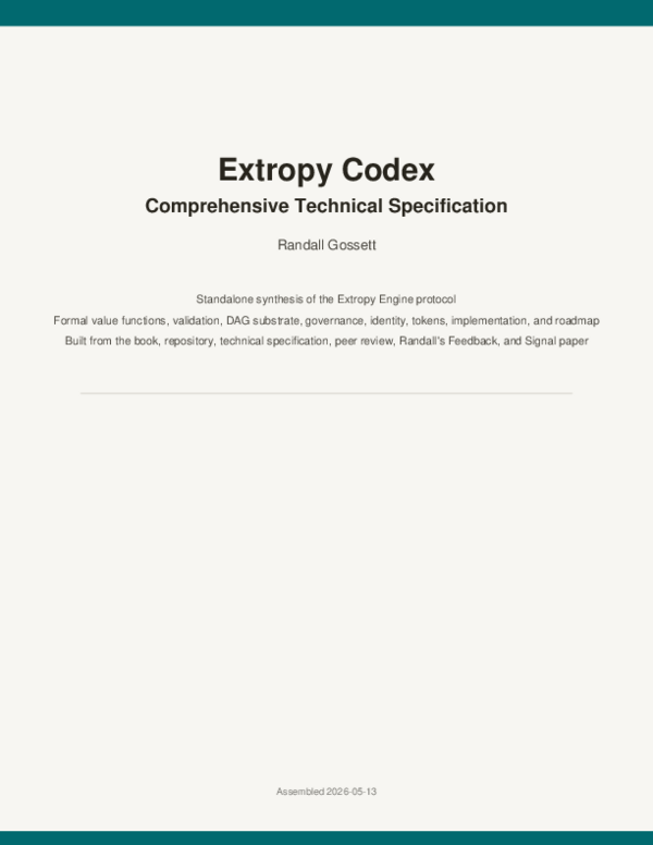 (PDF) Extropy Codex: Comprehensive Technical Specification