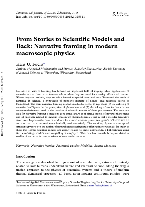 (PDF) From Stories to Scientific Models and Back: Narrative framing in ...