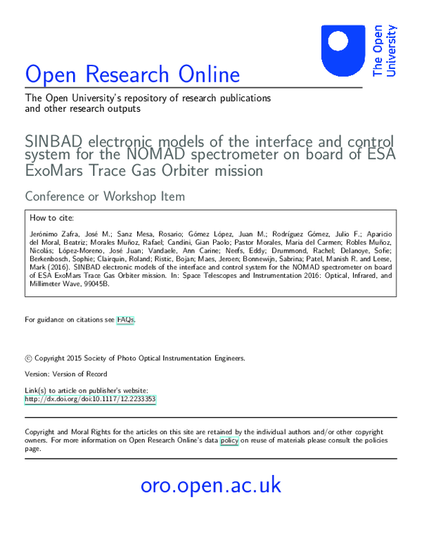 (PDF) SINBAD electronic models of the interface and control system for ...