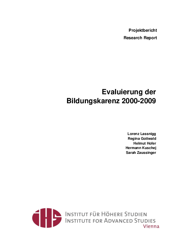 (PDF) Evaluierung der Bildungskarenz 2000-2009: Studie im Auftrag des ...